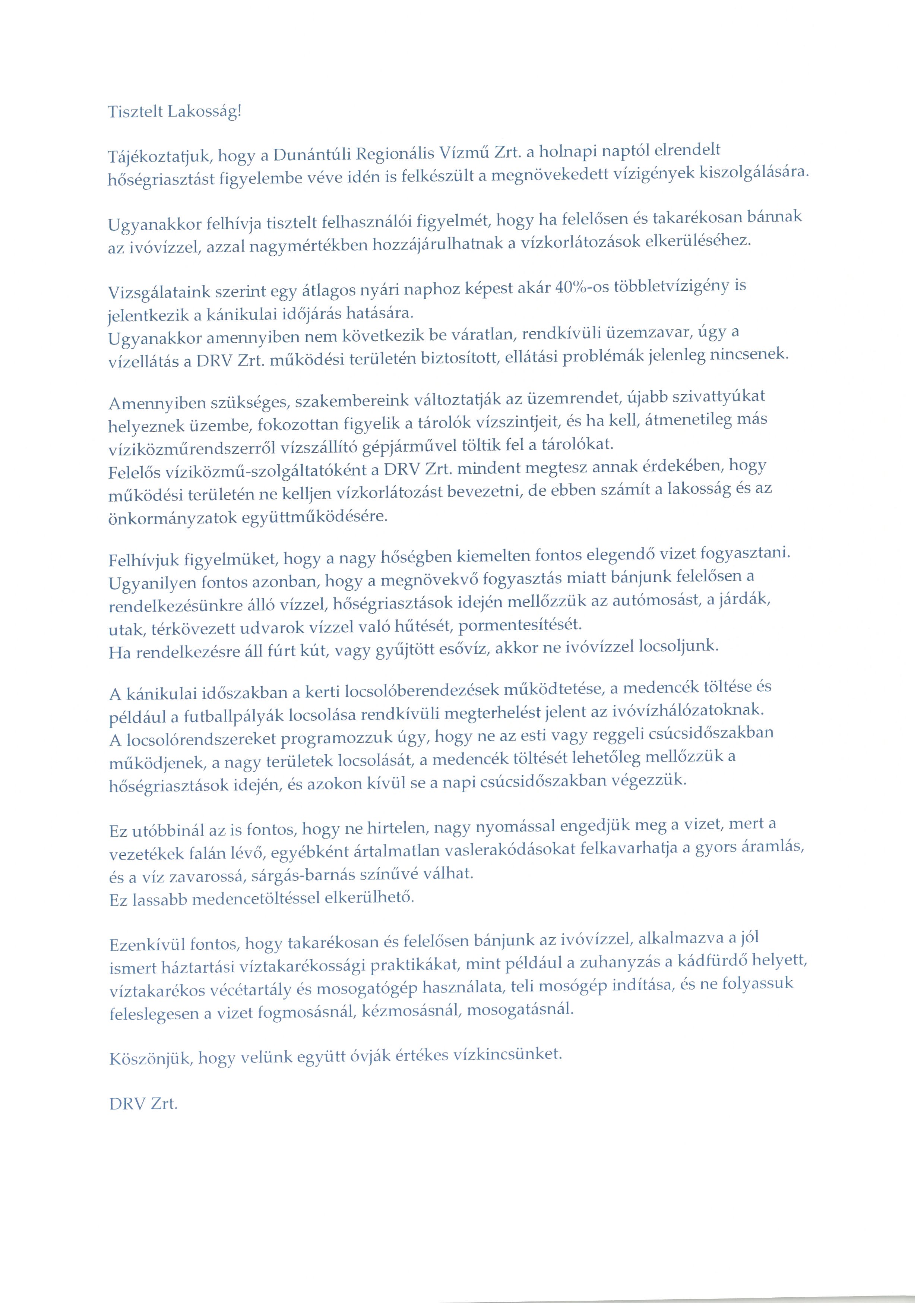 DRV Tájékoztató